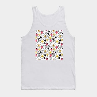 Kid Drawing Arrangement Art Deco Wallpaper Pattern Design Tank Top